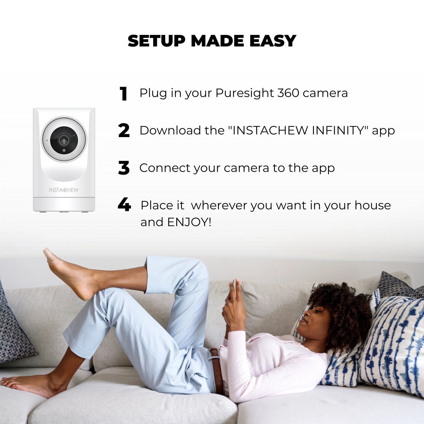 Purrsight 360° Smart Wireless Pet Camera - 1080P HD Video, 2-Way Audio & Mobile App for Indoor Security