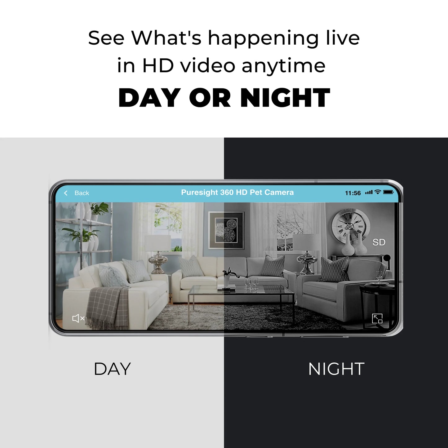 Purrsight 360° Smart Wireless Pet Camera - 1080P HD Video, 2-Way Audio & Mobile App for Indoor Security